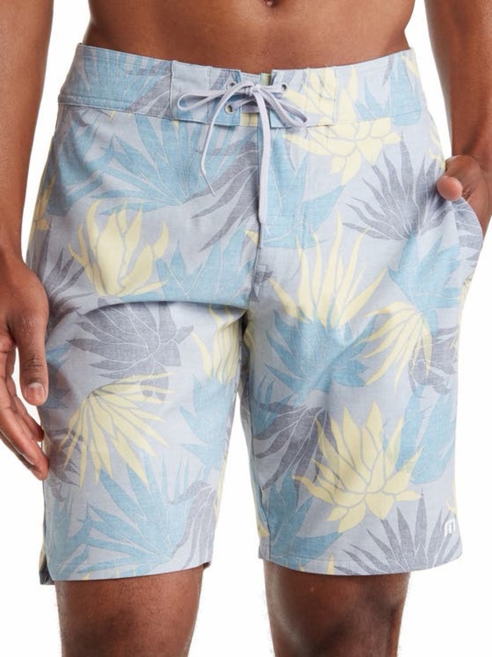 TravisMathew‎ Board Shorts Unlined Swimsuit Swim Trunks Blue Agave Print Size 38